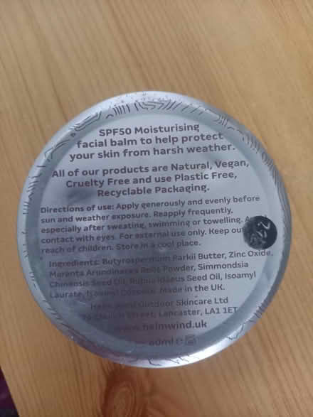 Photo of free Helm Wind Sun Cream SPF50 (S12 Gleadless) #2
