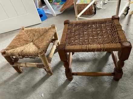 Photo of free 2 stools rattan bamboo solid wood woven (Penrith CA11) #1