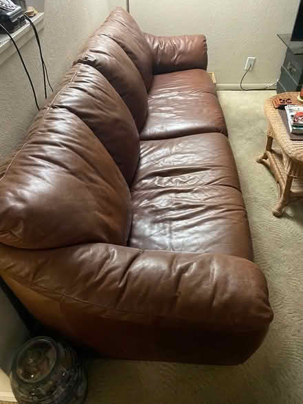Photo of free Brown leather couch (Soquel Drive) #1