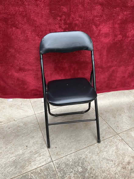 Photo of free Black metal and vinyl folding chair (Malvern Link WR14) #1