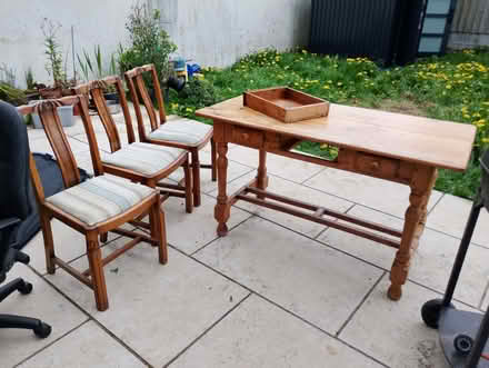 Photo of free Solid wood table & 3 chairs (Whitehall, Dublin 9) #1