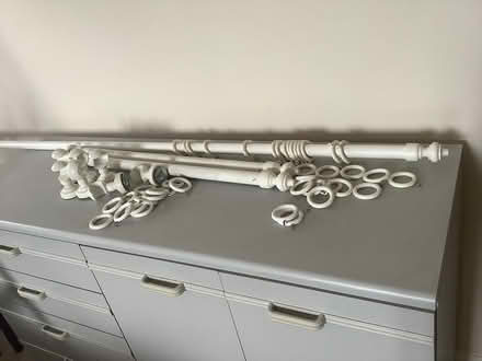 Photo of free 3 White Wooden Curtain Poles (GL2 Longford) #1