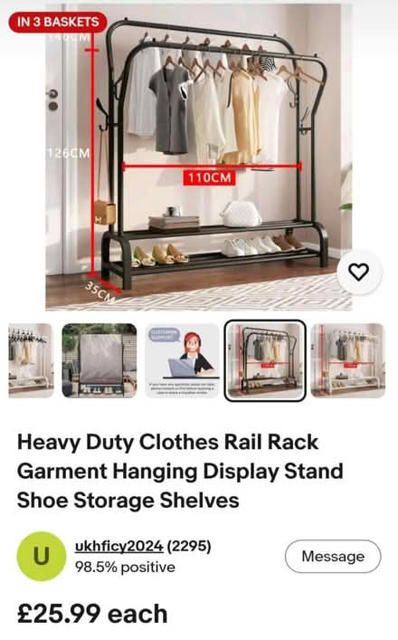 Photo of free Sturdy double clothes rail rack (N15 3LU) #2