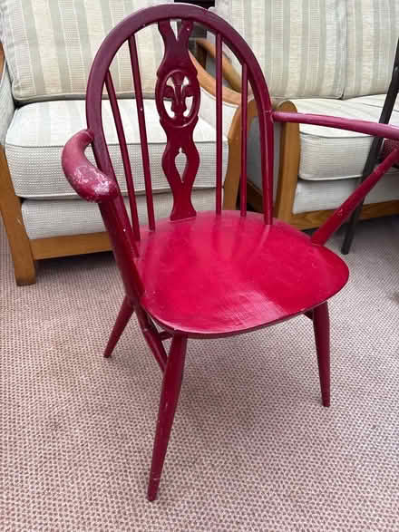 Photo of free Red painted wood chair (Langho BB6) #1