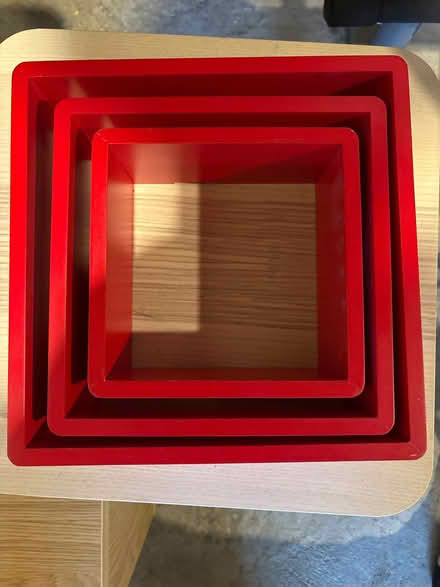 Photo of free 3x red display shelves for wall mounting (Willington DE65) #1