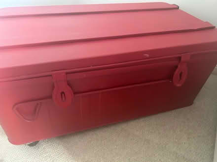 Photo of free Red metal storage trunk (Barkham RG41) #2