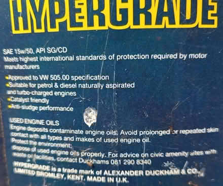 Photo of free Motor oil (Thatcham RG19) #3