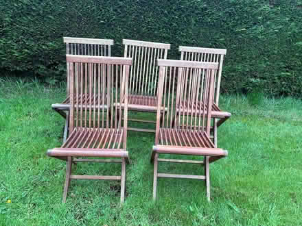 Photo of free 5 Teak garden chairs (Edstaston SY4) #3