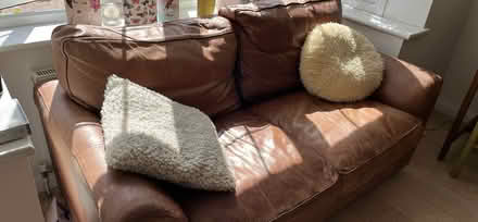 Photo of free Brown Leather Sofa (Wymondley Park SG4) #1