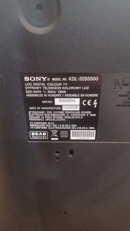 Photo of free 32 inch Sony Bravia LCD TV, 2009. (Spital CH63) #3