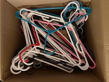 Photo of free box of plastic + wood hangers (Maidenhead SL6) #1