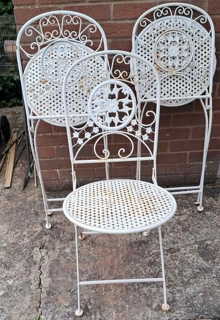 Photo of free 3 Metal Patio Chairs (Llanymynech) #1