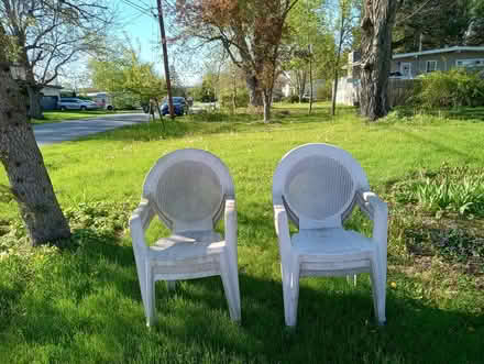 Photo of free 6 stackable white plastic chairs (Town of LaGrange) #1