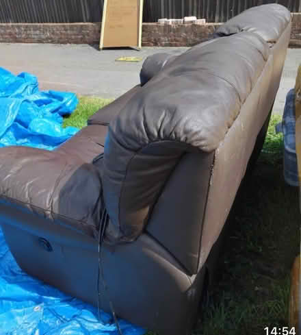 Photo of free Brown leather sofa (Northway OX3) #3