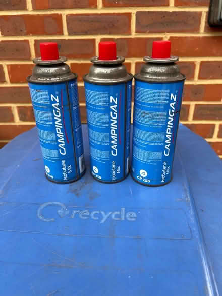 Photo of free 3 x Campingaz CP 250 Valve Gas Cartridge - Isobutane Mix (Mill Green AL7) #2