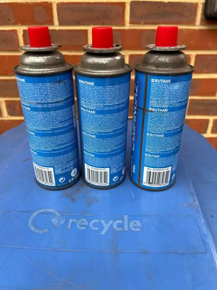 Photo of free 3 x Campingaz CP 250 Valve Gas Cartridge - Isobutane Mix (Mill Green AL7) #1