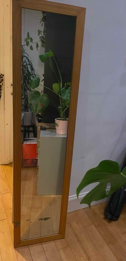Photo of free Long Tall Mirror w wood frame (BN2) #1