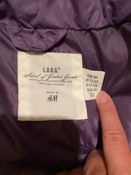 Photo of free H&M purple coat (13-14Y) (Lawrence Expy and Hwy 280) #4