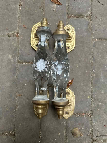 Photo of free Glass and brass handle pair (Tooting Bec/Balham SW17) #1