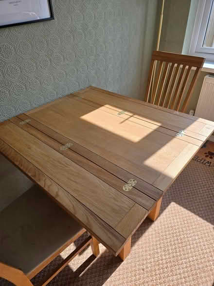 Photo of free Solid Oak Dining table & 2 chairs (Sutton Farm) #3