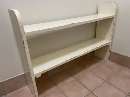 Photo of free Painted low wooden shelf (Midland Park NJ) #1