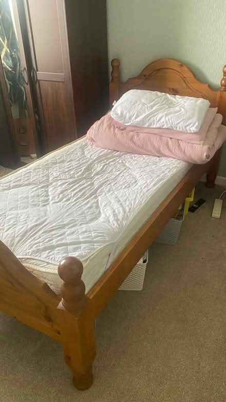 Photo of free Single solid pine bed (Tr4 8eb) #1
