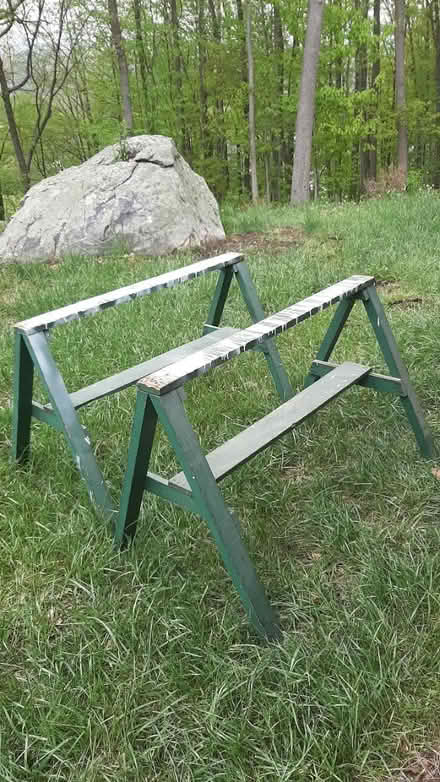 Photo of free 2 wood sawhorses (In Naugatuck, Ct.) #1