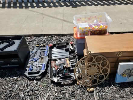 Photo of free Wood shelf, cabinet, and more (5th and N.) #1