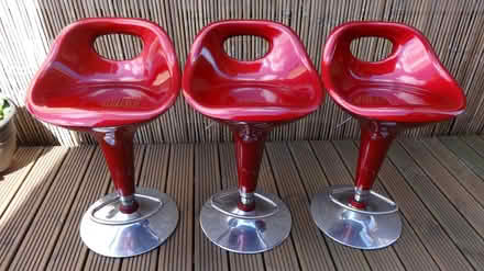 Photo of free 3 x Red Bar Stools (Kedleston Road DE22) #1