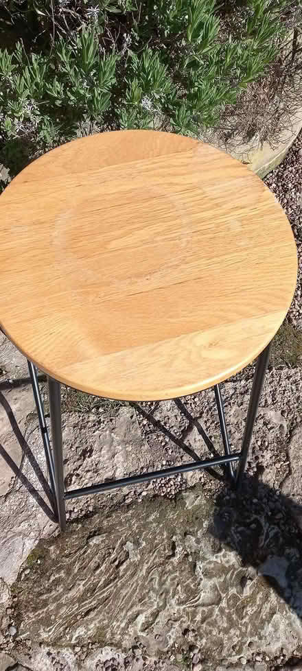 Photo of free Tall wood topped metal legged stool (North Leverton) #2