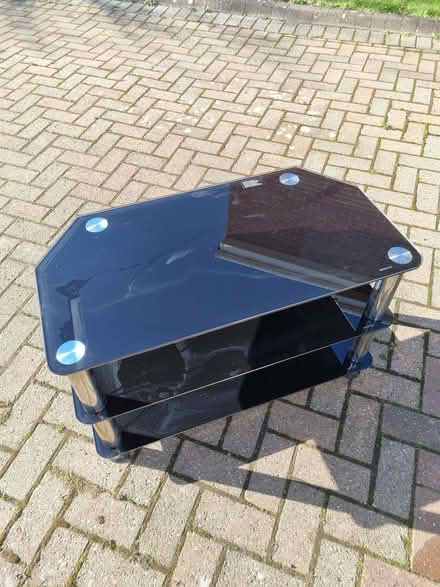 Photo of free argos matrix black glass corner tv stand (Sunniside NE16) #1