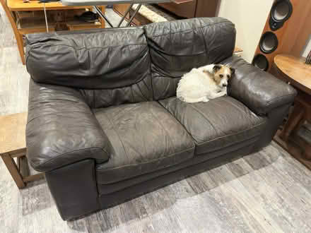 Photo of free Brown leather sofa (Row Town KT15) #1