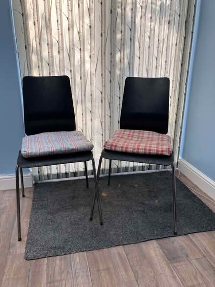 Photo of free Black wood/metal chairs (Wanstead IG4) #1
