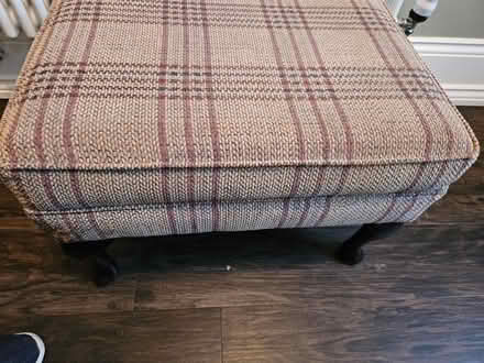Photo of free Beige Plaid Footstool (Crosby, L23) #3
