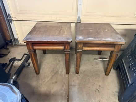 Photo of free Pair of wooden end tables (Campbell) #1