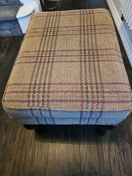 Photo of free Beige Plaid Footstool (Crosby, L23) #2