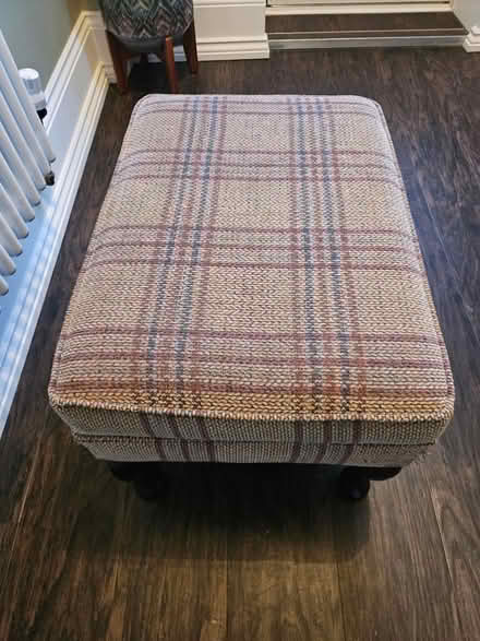 Photo of free Beige Plaid Footstool (Crosby, L23) #1