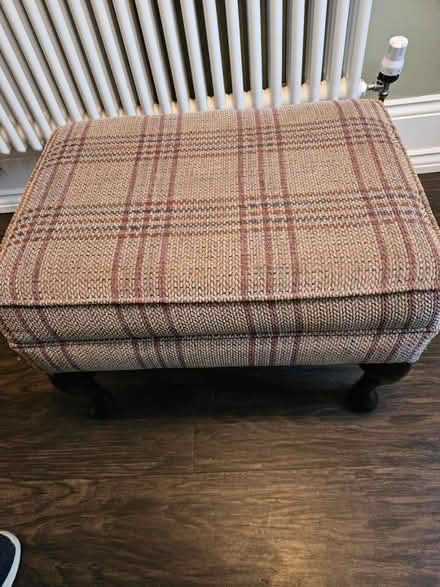 Photo of free Beige Plaid Footstool (Crosby, L23) #4
