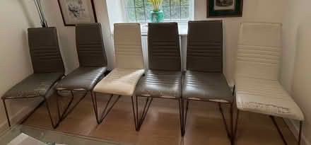 Photo of free 6 dining chairs (4 grey and 2 white) SW15 Putney (Five Ways SW15) #1