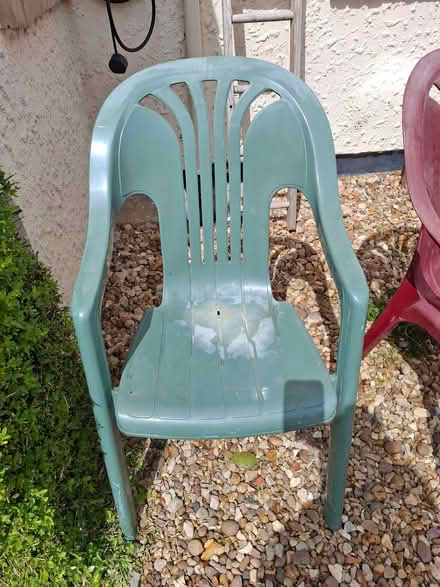 Photo of free Garden chairs green plastic x 2 (Allington NG32) #1
