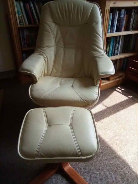 Photo of free Leather chaIr with footstool (Alice Bright Lane area TN6) #1