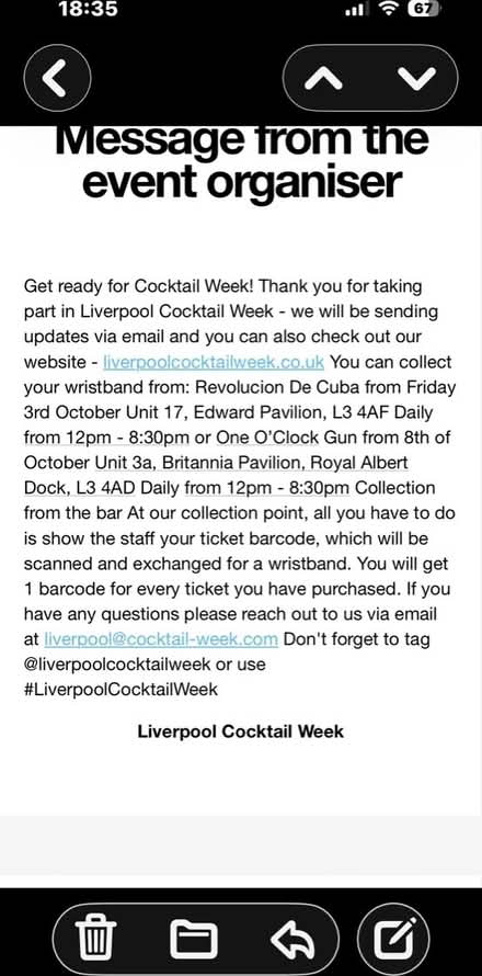 Photo of free Liverpool Cocktail week wristband (Belle Vale L25) #2