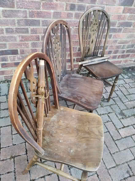 Photo of free Three 'wheelback' dining chairs (Ash Wharf GU12) #1