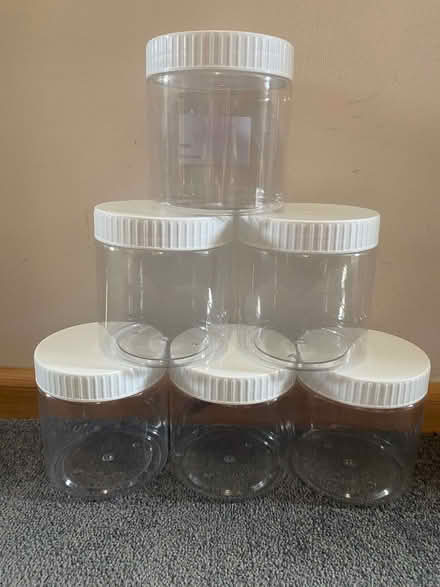 Photo of free 6 x 1 litre round containers - PET plastic (Cogges OX28) #1