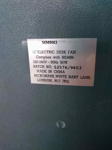 Photo of free Desk fan (ME16 near E Farleigh station) #2