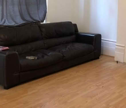 Photo of free 3-Seater Choc Brown Leather Sofa (Brockley SE4) #1