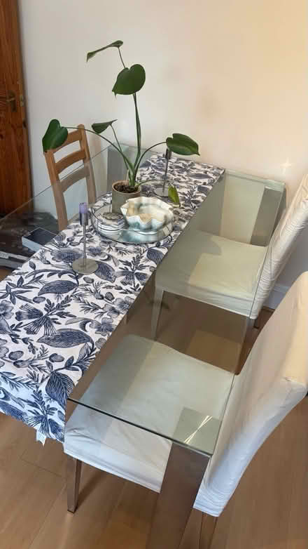 Photo of free Glass Table with Steal Legs (SW15) #2