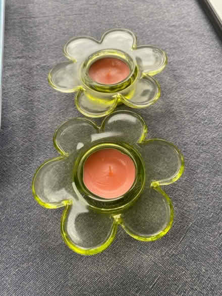 Photo of free Pale green glass tea light holders (Great Bourton, OX17) #1