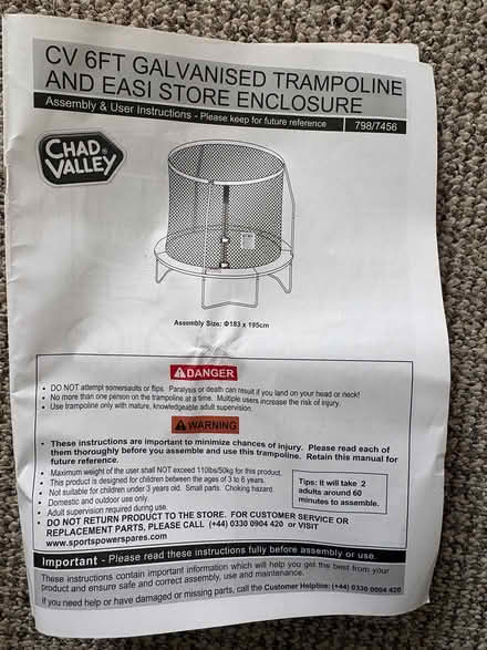 Photo of free 6FT trampoline Chad Valley (Stockport centre SK1) #4