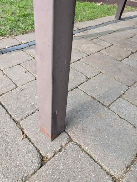 Photo of free Wood table w metal legs (Downtown Oak Park) #3
